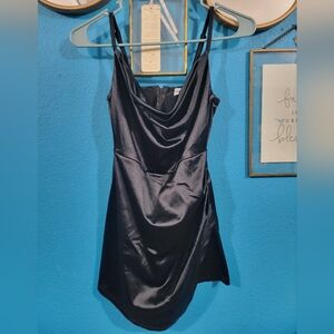 Elegant Black Satin Mini Dress